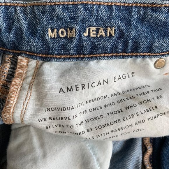 American Eagle Mom Jeans‎ Womens 00 Blue Distressed Knees hem pockets casual - Picture 4 of 13